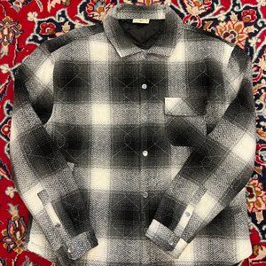 YoungLA Flannel Quilted Jacket Black Grey White Plaid Mens XL